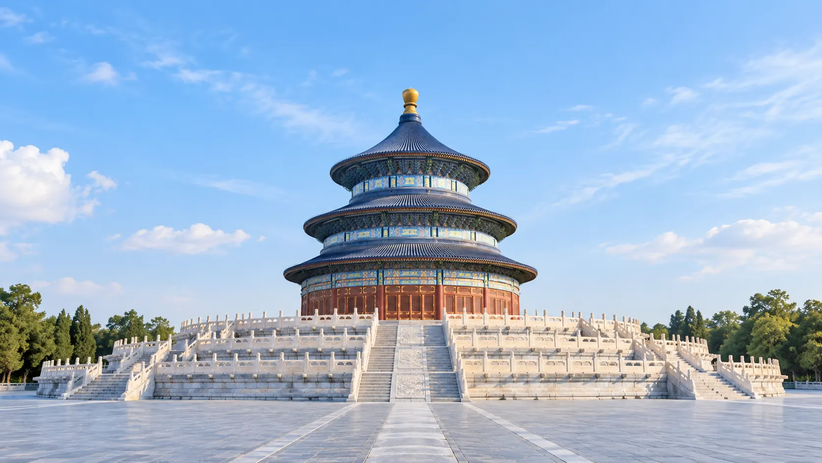 Temple of Heaven in Beijing under a blue sky